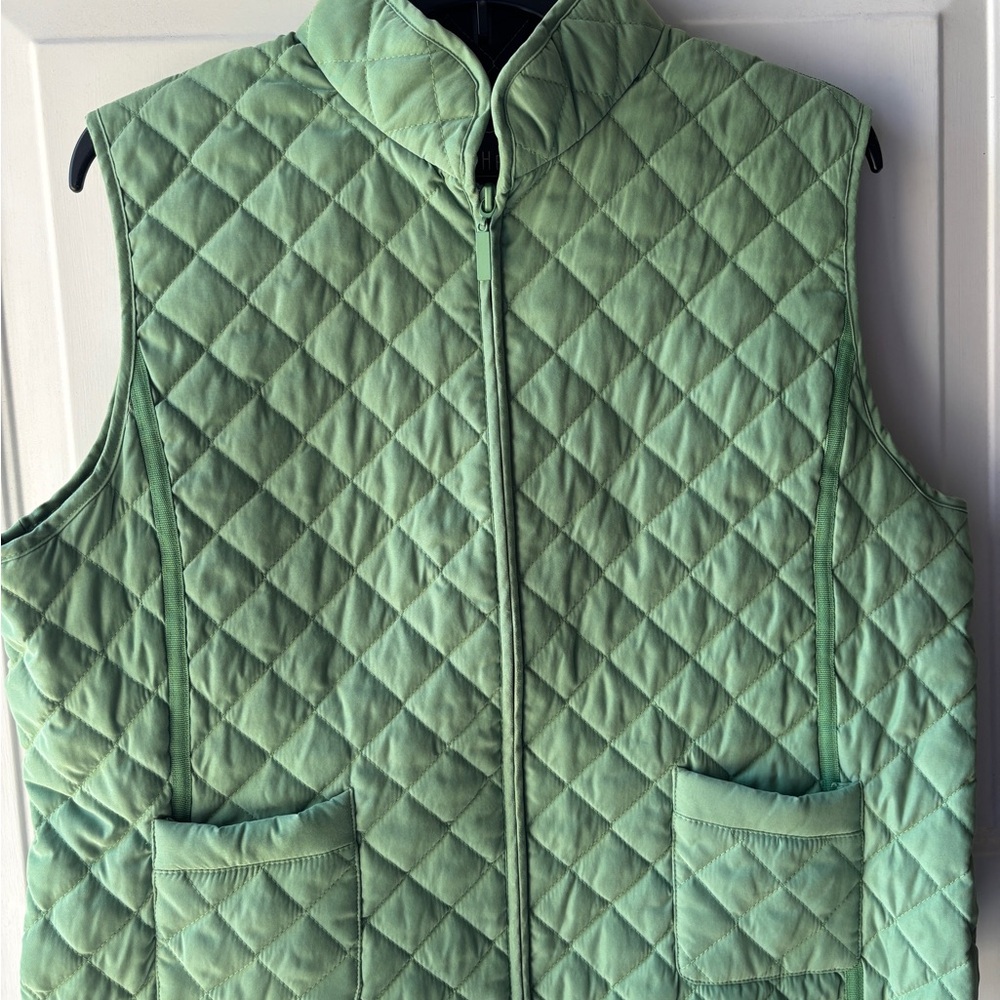 Van Heusen Green Quilted Vest with Stand-Up Collar